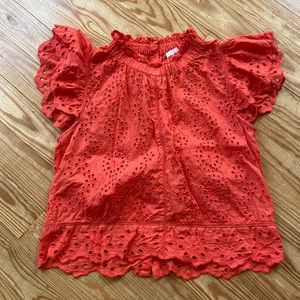 Eyelet coral blouse